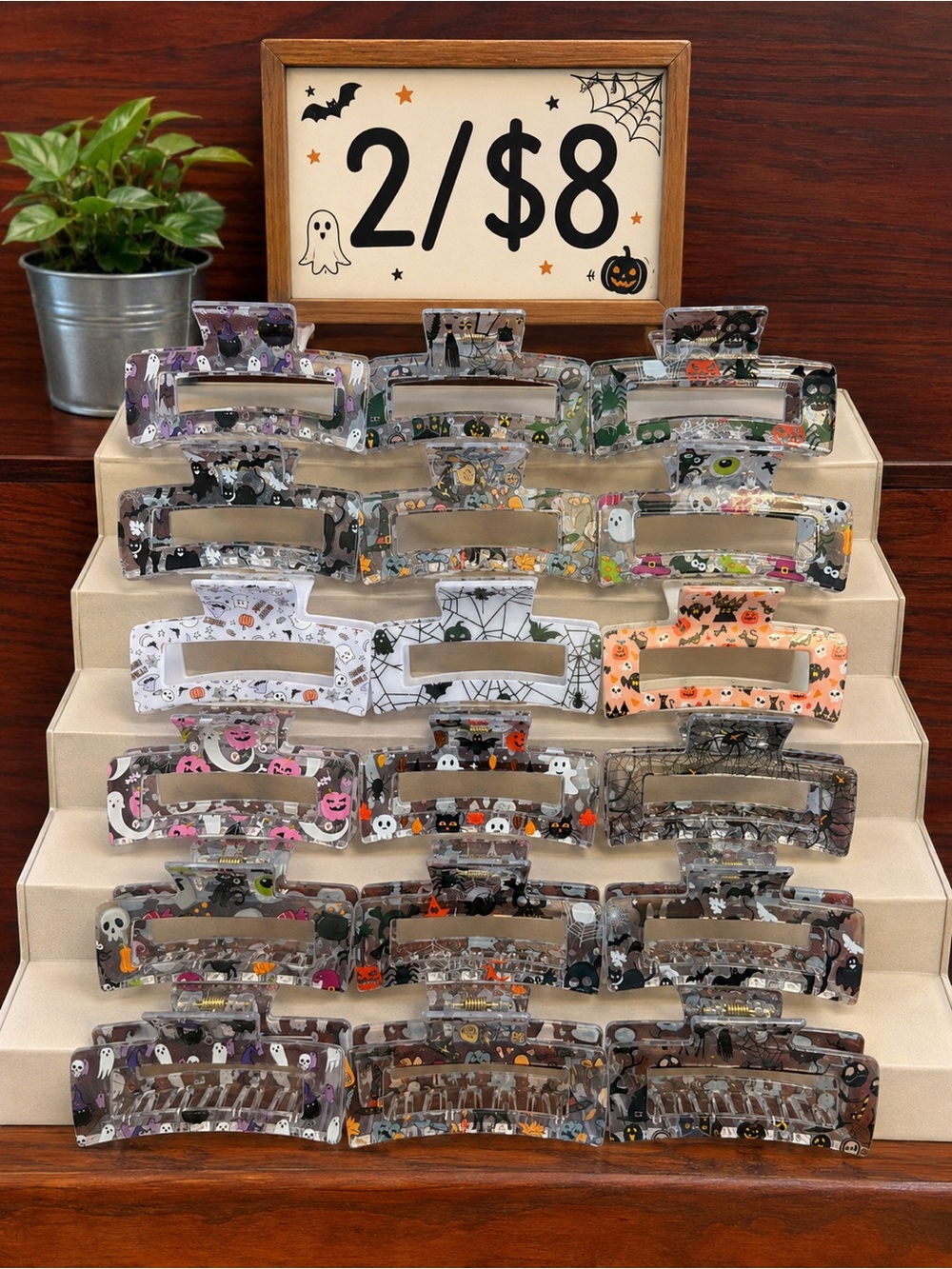 🎃New🎃Halloween Pattern Acrylic Hair Claw Clips (2/$8)